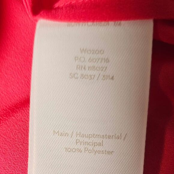 Boden Pleated Ruffle Bright Pink Button up Blouse Stand up Collar Size 14 - Picture 9 of 10